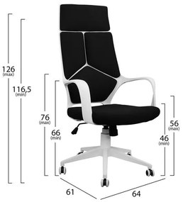 Καρέκλα γραφείου Anivia μαύρο &amp; πόδι λευκό 64x61x126 εκ.