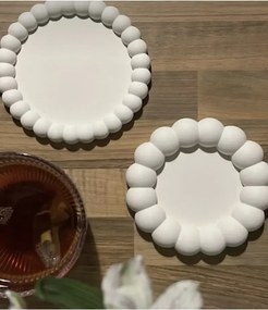 Σετ διακοσμητικών πιατέλων 2 τεμαχίων δίσκος κοσμημάτων και οργανωτής Λευκό 28x13 cm