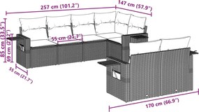 vidaXL Σαλόνι Κήπου Σετ 7 τεμ. Μπεζ Συνθετικό Ρατάν με Μαξιλάρια