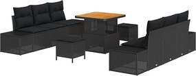 vidaXL Σετ Καναπέ Κήπου με μαξιλάρι 9 pcs Μαύρο Πολυ ράταν