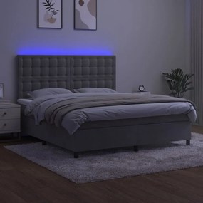 ΚΡΕΒΑΤΙ BOXSPRING ΜΕ ΣΤΡΩΜΑ &amp; LED ΑΝ.ΓΚΡΙ 180X200 ΕΚ. ΒΕΛΟΥΔΙΝΟ 3136377