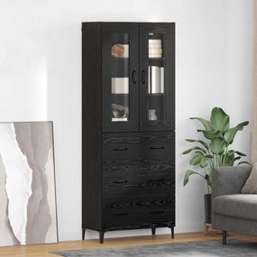 Highboard Μαύρη Οξυά 69,5 x 34 x 180 εκ. Επεξεργασμένο ξύλο