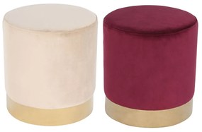 Υποπόδια DKD Home Decor Μπεζ Βουργουνδίας Βελούδο 40 x 40 x 42 cm (x2)