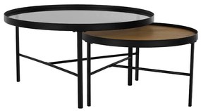 Liberta ACCORDO COFFEE TABLE SET 2ΤΕΜ ΦΥΣΙΚΟ ΦΙΜΕ ΜΑΥΡΟ 80x80xH42cm 80x80xH42cm 04-0966