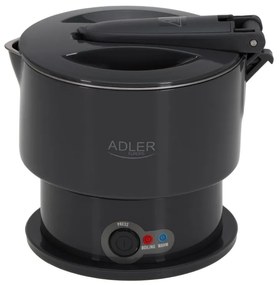Τουριστικός ηλεκτρικός βραστήρας Adler AD 1377, 600W, 0,6 l, Αναδιπλούμενο σώμα σιλικόνης, Προστασία υπερθέρμανσης, Ένδειξη φωτός, Γκρι/Μαύρο