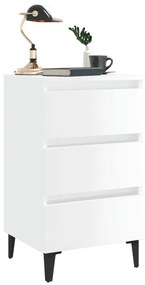 vidaXL Κομοδίνα Γυαλιστερό Λευκό 40 x 35 x 69 εκ. με Μεταλλικά Πόδια