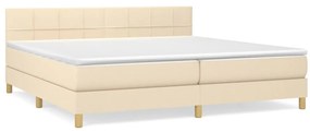 vidaXL Κρεβάτι Boxspring με Στρώμα Κρεμ 200x200 εκ. Υφασμάτινο
