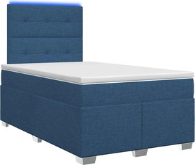 vidaXL Κρεβάτι box spring με στρώμα Μπλε 120 x 200 cm Ύφασμα
