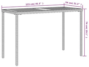 Τραπέζι Κήπου Επιφάνεια Ακακίας Μπεζ 115x54x74 εκ. Συνθ. Ρατάν - Μπεζ