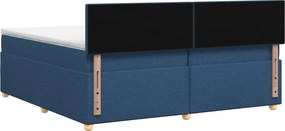vidaXL Κρεβάτι box spring με στρώμα Μπλε 200 x 200 cm Ύφασμα