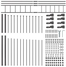 vidaXL Φράχτης κήπου  με καμπύλη κορυφή, Γκρι, 6,8x2 μ, Χάλυβας