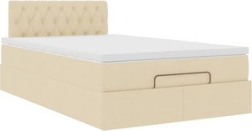 vidaXL Οθωμανικό κρεβάτι με στρώμα Cream 120x200cm ύφασμα