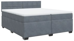 Κρεβάτι Boxspring με Στρώμα Σκούρο Γκρι 200x200 εκ. Βελούδινο - Γκρι