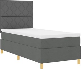 vidaXL LED Κρεβάτι με βάθρο Σκούρο Γκρι 100 x 200 cm ύφασμα