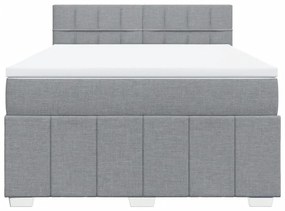 vidaXL Κρεβάτι Boxspring με Στρώμα Ανοιχτό Γκρι 140x200 εκ. Υφασμάτινο