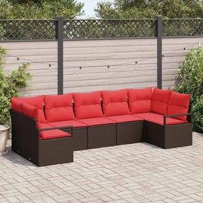 vidaXL Σετ Καναπέ με μαξιλάρι 7 pcs Καφέ συνθετικό ρατάν