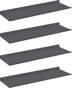 vidaXL Πλωτό ράφι Επιτοίχιο 4 pcs Ανθρακί 60 x 18 x 2,5 εκ. Ατσάλι