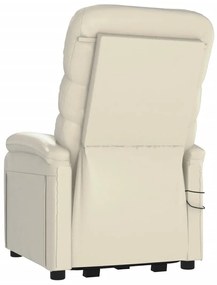 vidaXL Πολυθρόνα Μασάζ με Ανύψωση Κρεμ Λευκό από Συνθετικό Δέρμα
