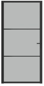 vidaXL Εσωτερική Πόρτα 102,5x201,5 εκ. Μαύρο Ματ Γυαλί και Αλουμίνιο