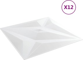 vidaXL Πάνελ τοίχου Αστέρι 12 pcs Άσπρο Αστέρι 50 x 50 cm Φελιζόλ XPS
