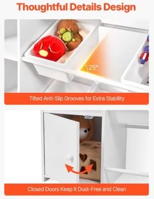 VEVOR 4-Tier Kids Toy Storage and Bookshelf with 8 Flexible Plastic Bins White