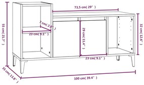 Έπιπλο Τηλεόρασης Μαύρο 100x35x55 εκ. Επεξ. Επεξεργασμένο Ξύλο - Μαύρο