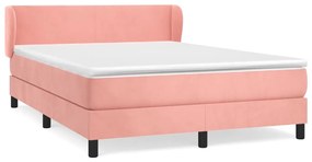 vidaXL Κρεβάτι Boxspring με Στρώμα Ροζ 140x200 εκ. Βελούδινο