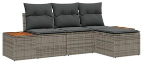 vidaXL Σετ Καναπέ Κήπου 4 pcs Γκρι 184 x 62 x 85 εκ. Πολυ ράταν
