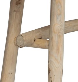 vidaXL Παγκάκι από Δέρμα Κατσίκας / Ξύλο Teak