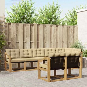 vidaXL Σειρά Καναπέ Εξωτερικού με μαξιλάρι 8 pcs Λευκό και Μπεζ