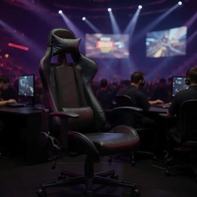 Καρέκλα γραφείου Gaming Alonso Megapap από τεχνόδερμα χρώμα μαύρο 67x70x125/135 εκ.