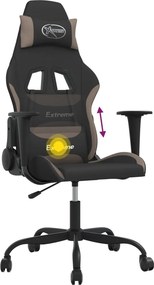vidaXL Καρέκλα Μασάζ Gaming Μαύρη και Taupe Υφασμάτινη