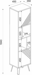 Βιβλιοθήκη Norma Megapap χρώμα καρυδί 45x35x184εκ.