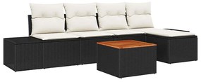 vidaXL Σετ Καναπέ Κήπου με μαξιλάρι 6 pcs Μαύρο Πολυ ράταν