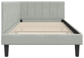 vidaXL Κρεβάτι Γωνίας με κεφαλάρι Ανοιχτό γκρι 90 x 190 cm Βελούδο