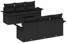 vidaXL Σετ Καναπέ Κήπου με μαξιλάρι 7 pcs Μαύρο 55 x 55 x 37 εκ