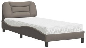 vidaXL Κρεβάτι με Στρώμα Taupe 80x200 εκ. Υφασμάτινο