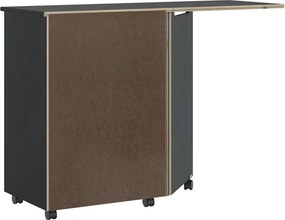 vidaXL Τροχήλατο ντουλάπι με γραφείο "MOSS" Μαύρο μασίφ ξύλο πεύκο