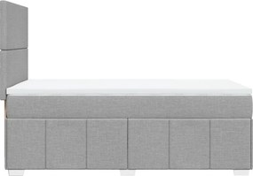 vidaXL Κρεβάτι Boxspring με Στρώμα Ανοιχτό Γκρι 90x200 εκ. Υφασμάτινο