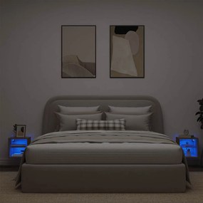 vidaXL Ντουλάπια τοίχου τηλεόρασης με φώτα LED 2 τεμάχια Artisan Oak