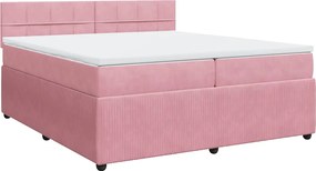 vidaXL Κρεβάτι Boxspring με Στρώμα Ροζ 200x200 εκ. Βελούδινο