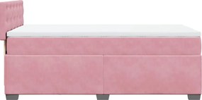 vidaXL Κρεβάτι Boxspring με Στρώμα Ροζ 90x200 εκ. Βελούδινο
