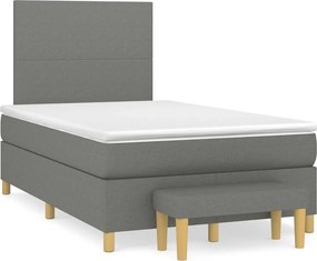 vidaXL Κρεβάτι Boxspring με Στρώμα Σκούρο Γκρι 120x190 εκ Υφασμάτινο