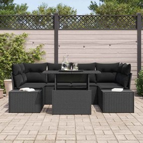 vidaXL Σετ Καναπέ Κήπου με μαξιλάρι 7 pcs Μαύρο 100 x 55 x 73 εκ