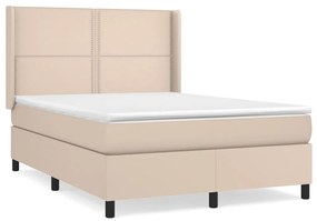 vidaXL Κρεβάτι Boxspring με Στρώμα Καπουτσίνο 140x200εκ.από Συνθ.Δέρμα