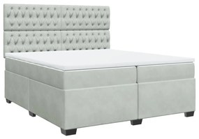 Κρεβάτι Boxspring με Στρώμα Ανοιχτό Γκρι 200x200 εκ. Βελούδινο - Γκρι