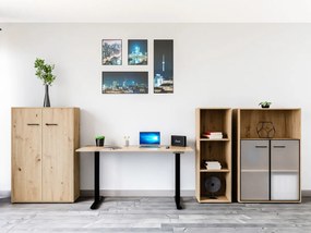 Σετ επίπλων Boston CU139, Ξεχωριστά μέρη, Με τραπέζι γραφείου, Με πρόσθετο εξοπλισμό, Ηλεκτρικός, Ρυθμιζόμενο ύψος, Μαύρο, Artisan βελανιδιά