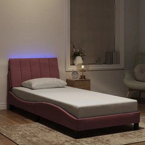 Πλαίσιο Κρεβατιού με LED Ροζ 90x200 εκ. Βελούδινο
