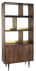 Ράφια DKD Home Decor Μαύρο Χρυσό Μέταλλο Σκούρο καφέ Ξύλο από Μάνγκο 4 Ράφια (90 x 35 x 200 cm)