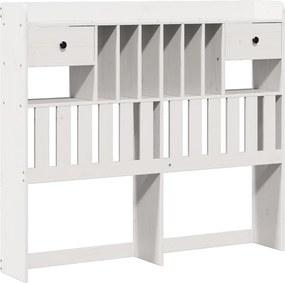 vidaXL Κρεβάτι Βιβλιοθήκη Χωρίς Στρώμα Λευκό 135x190 εκ Μασίφ Πεύκο